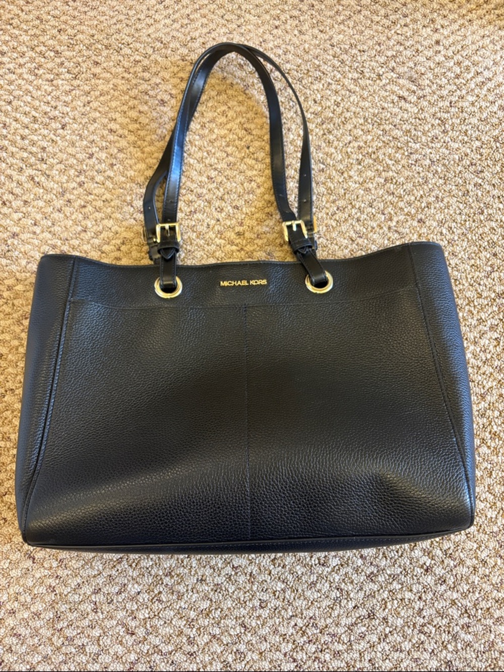 MUST GO! Michael Kors Travel Pebbled Black Leather Commuter Tote- New with tags